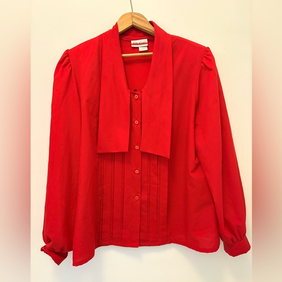 Judy Bond Tops - Vintage Judy Bond Red Button-Up Blouse Style 17820 Size 16
